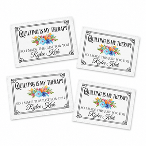 Personalized Quilt Label – Quilting Is My Therapy – Floral Custom Maker Name Label - Jammin Threads