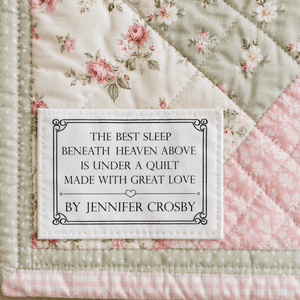 Personalized Quilt Label – The Best Sleep Beneath Heaven Above | Custom Maker Name Label 2.5 x 1.5" - Jammin Threads