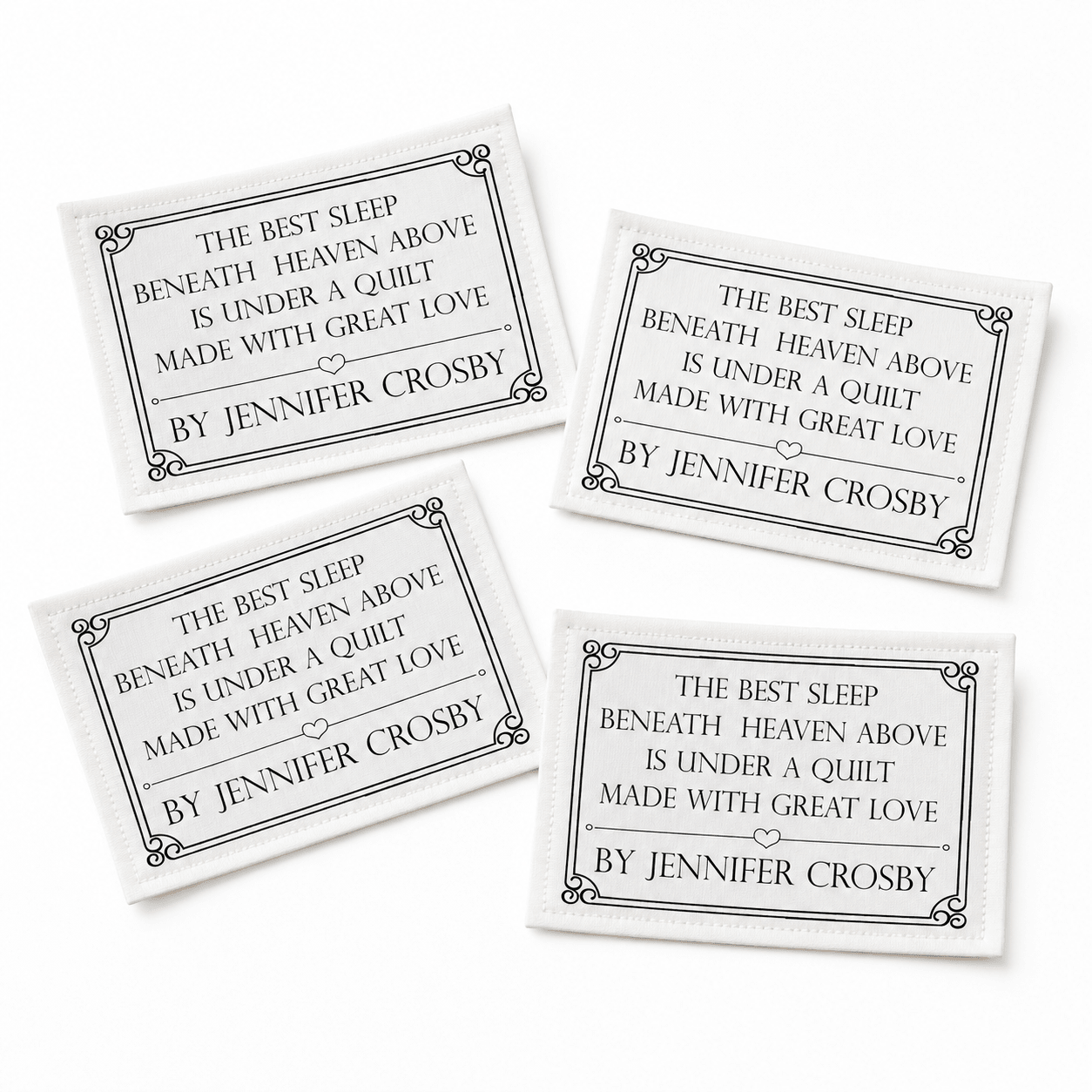 Personalized Quilt Label – The Best Sleep Beneath Heaven Above | Custom Maker Name Label 2.5 x 1.5" - Jammin Threads