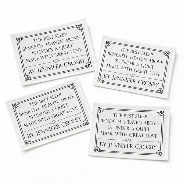 Personalized Quilt Label – The Best Sleep Beneath Heaven Above | Custom Maker Name Label 2.5 x 1.5" - Jammin Threads