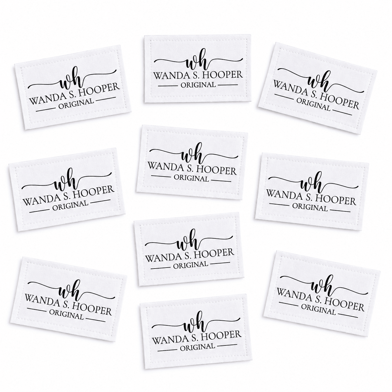 Personalized Quilt Label with Monogram – Custom Maker Logo Quilt Label – Quilter Name Label – Cotton or Polyester – 10 Labels Per Sheet - Jammin Threads