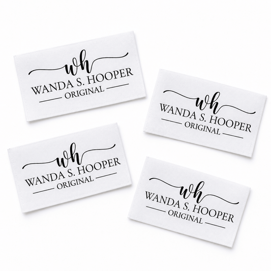 Personalized Quilt Label with Monogram – Custom Maker Logo Quilt Label – Quilter Name Label – Cotton or Polyester – 10 Labels Per Sheet - Jammin Threads