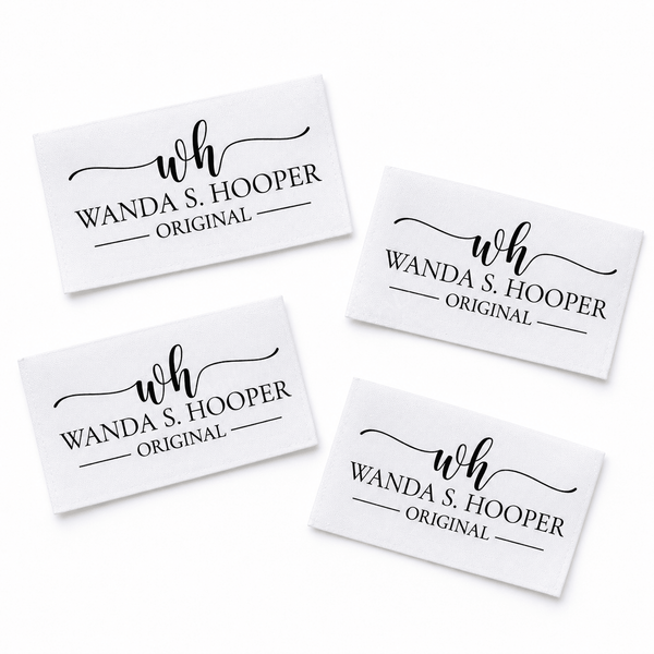 Personalized Quilt Label with Monogram – Custom Maker Logo Quilt Label – Quilter Name Label – Cotton or Polyester – 10 Labels Per Sheet - Jammin Threads