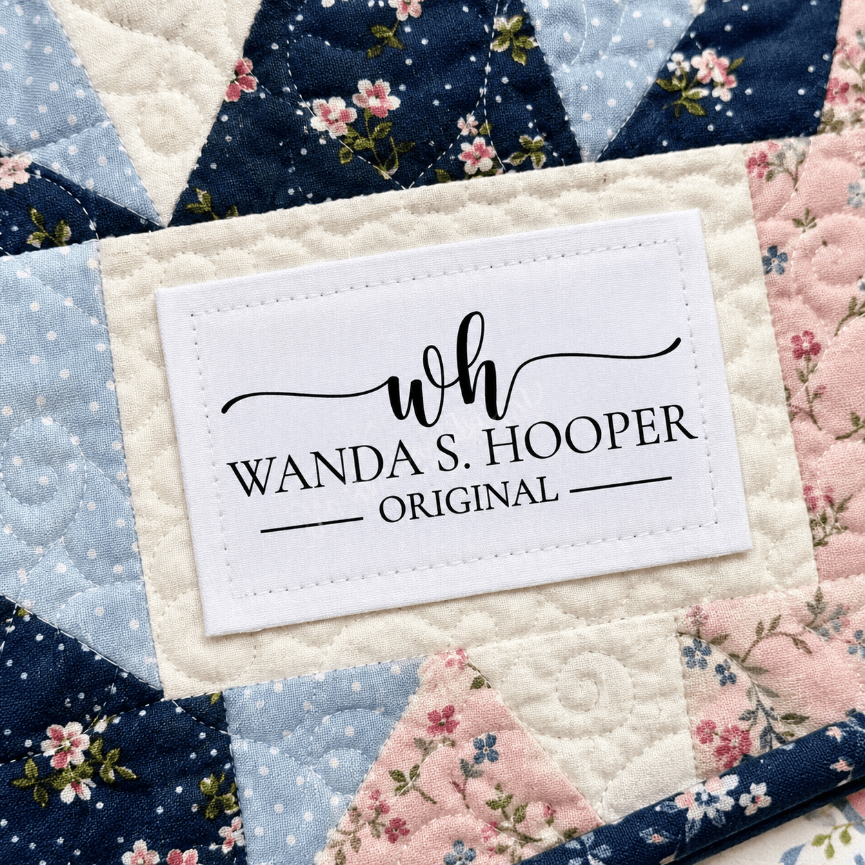 Personalized Quilt Label with Monogram – Custom Maker Logo Quilt Label – Quilter Name Label – Cotton or Polyester – 10 Labels Per Sheet - Jammin Threads