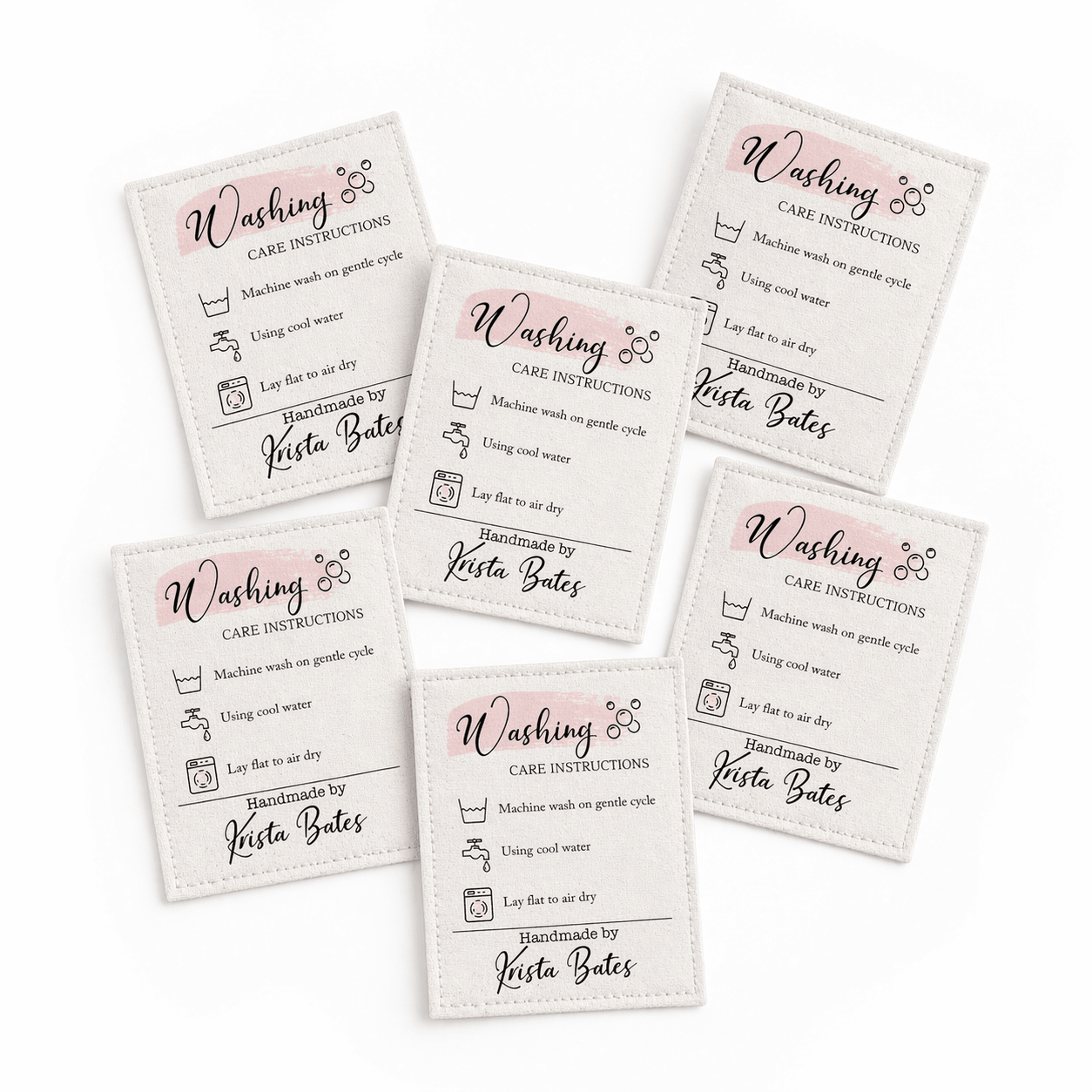 Personalized Quilt Label with Washing Care Instructions – Custom Quilt Tag – Handmade By Label – Sew - On Quilt Label – 6 Labels Per Sheet - Jammin Threads