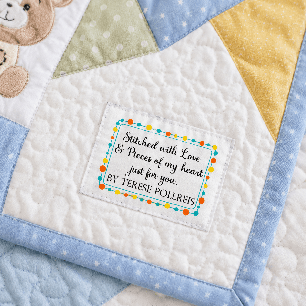 Personalized Quilt Labels | Stitched With Love and Pieces of My Heart | Custom Quilt Label Sheet - Jammin Threads