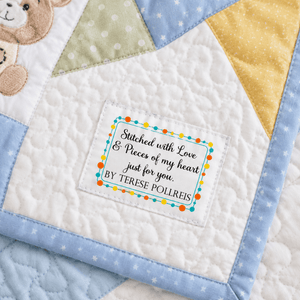 Personalized Quilt Labels | Stitched With Love and Pieces of My Heart | Custom Quilt Label Sheet - Jammin Threads