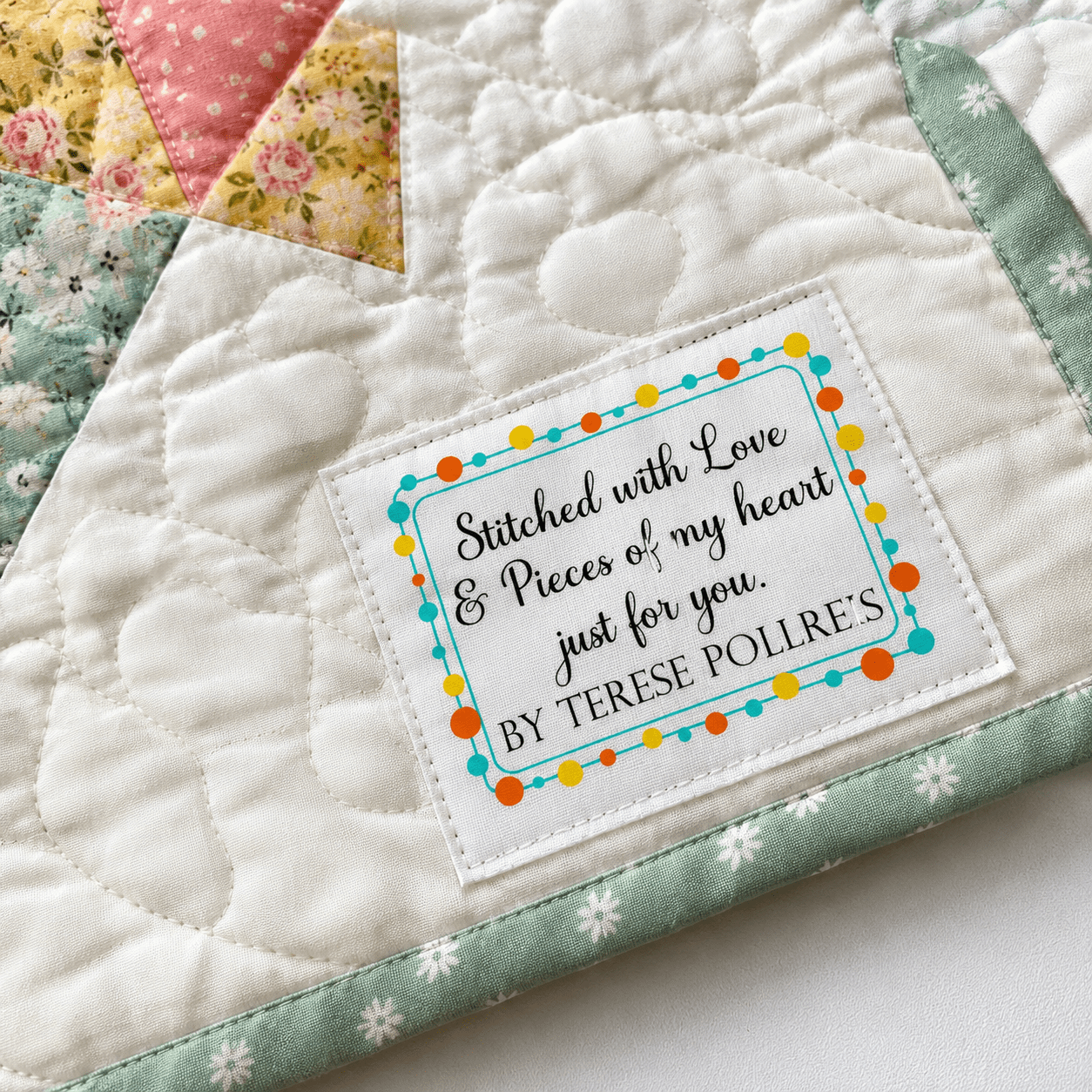 Personalized Quilt Labels | Stitched With Love and Pieces of My Heart | Custom Quilt Label Sheet - Jammin Threads