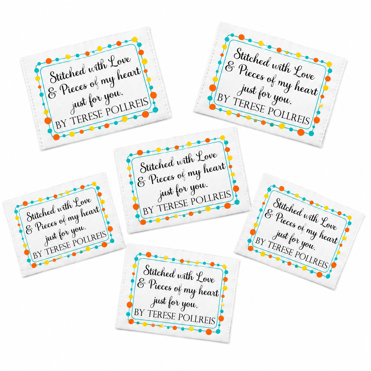 Personalized Quilt Labels | Stitched With Love and Pieces of My Heart | Custom Quilt Label Sheet - Jammin Threads
