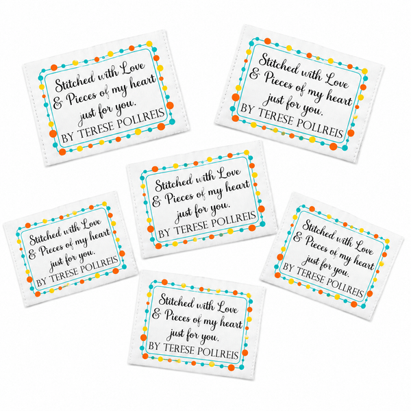 Personalized Quilt Labels | Stitched With Love and Pieces of My Heart | Custom Quilt Label Sheet - Jammin Threads
