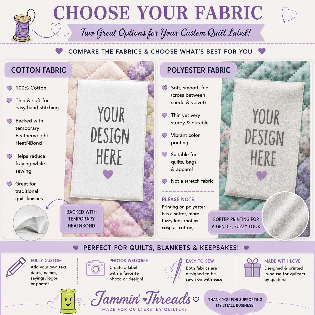 Personalized Quilt Labels – “You Are My Sun, My Moon and All My Stars” – Custom Quilt Tag with Name & Year – Cotton or Polyester – 2 or 6 per Sheet - Jammin Threads