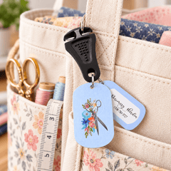 Personalized Quilter Bag Tag with Thread Cutter – Floral Sewing Scissors Travel Tag - Jammin Threads