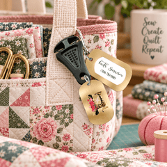 Personalized Quilter Bag Tag with Thread Cutter – Sewing Machine & Floral Design - Jammin Threads