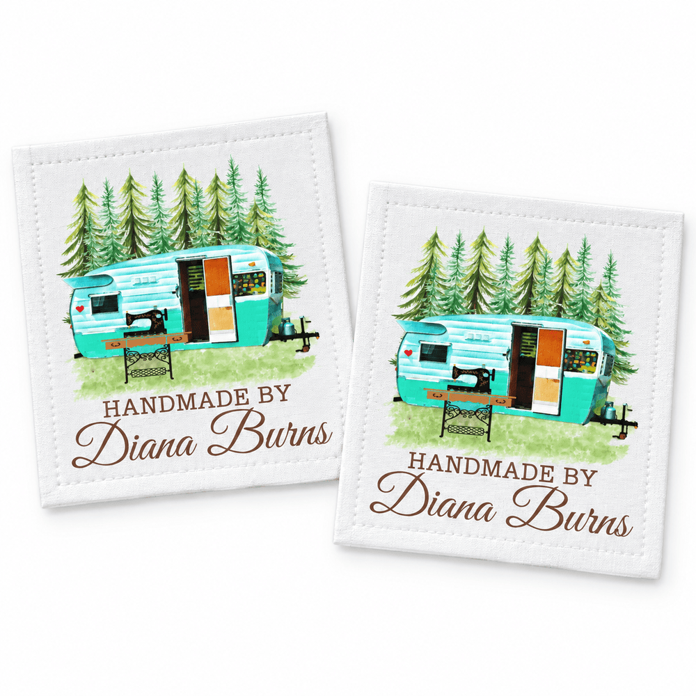 Personalized RV Quilter Quilt Label – Vintage Camper & Sewing Machine - Jammin Threads