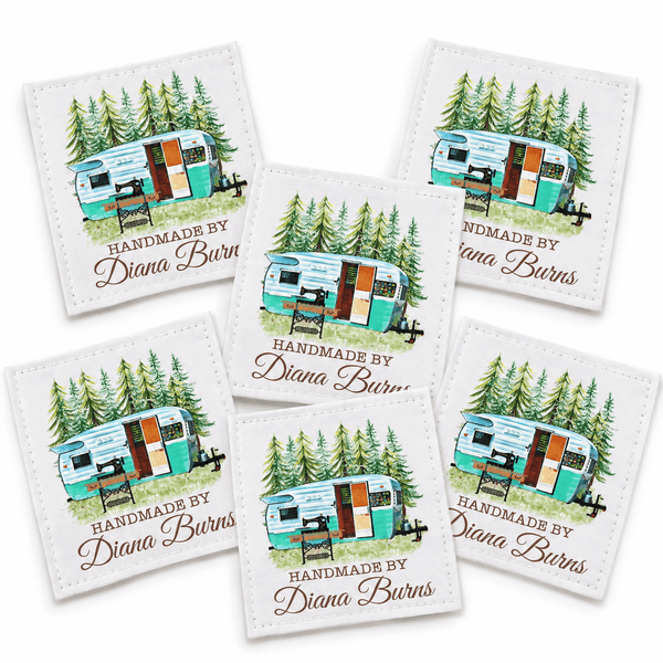 Personalized RV Quilter Quilt Label – Vintage Camper & Sewing Machine - Jammin Threads