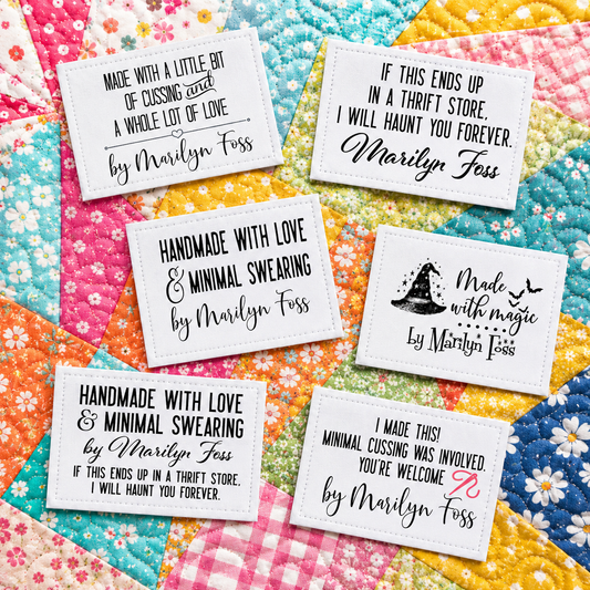 Personalized Sassy Quilt Labels Assortment | Funny Handmade Quilt Tags | Custom Cotton Quilt Labels for Quilters - Jammin Threads
