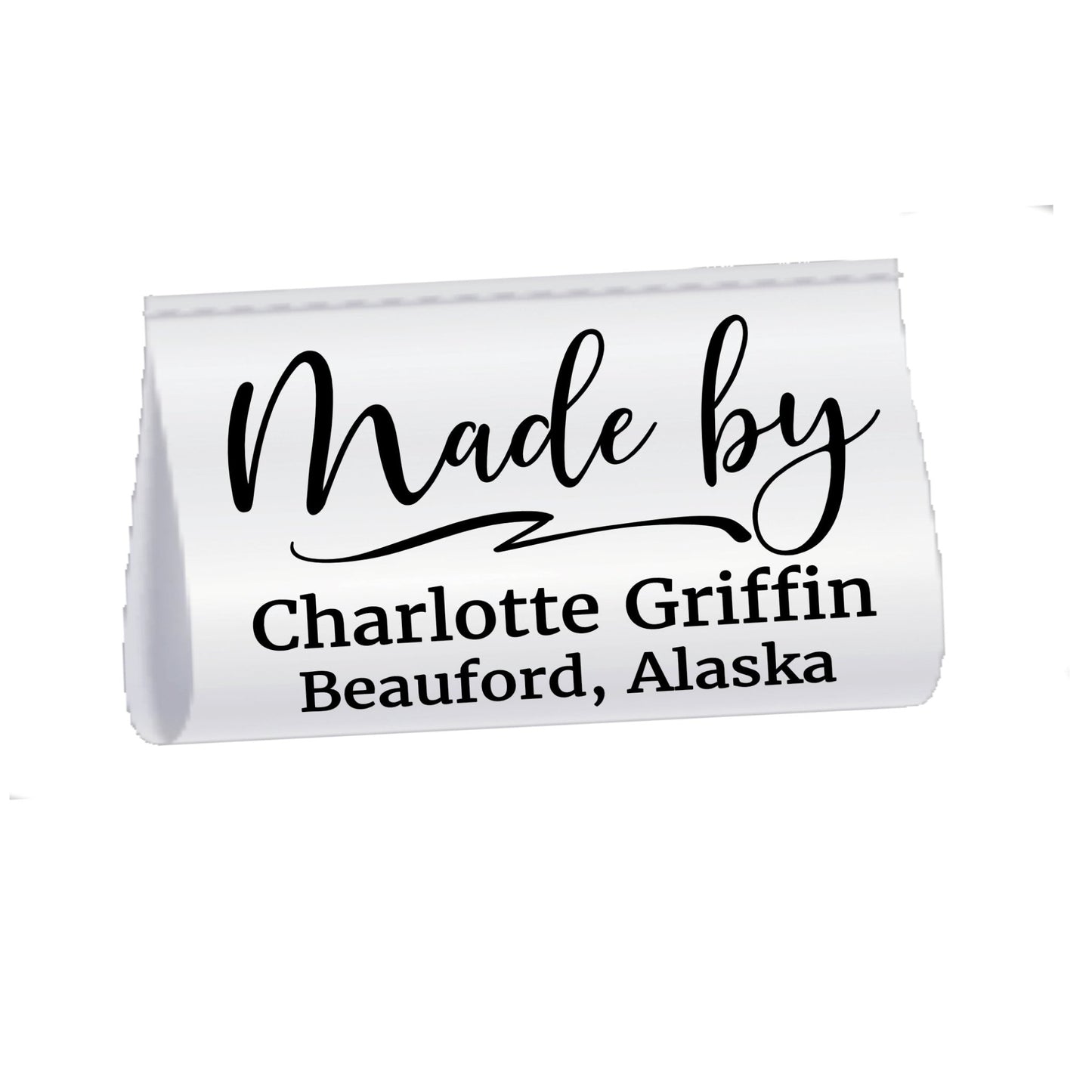 Personalized Satin Quilt Label – Made By Custom Name & Location Tag – Sew In Fabric Label (Fold Over) - Jammin Threads