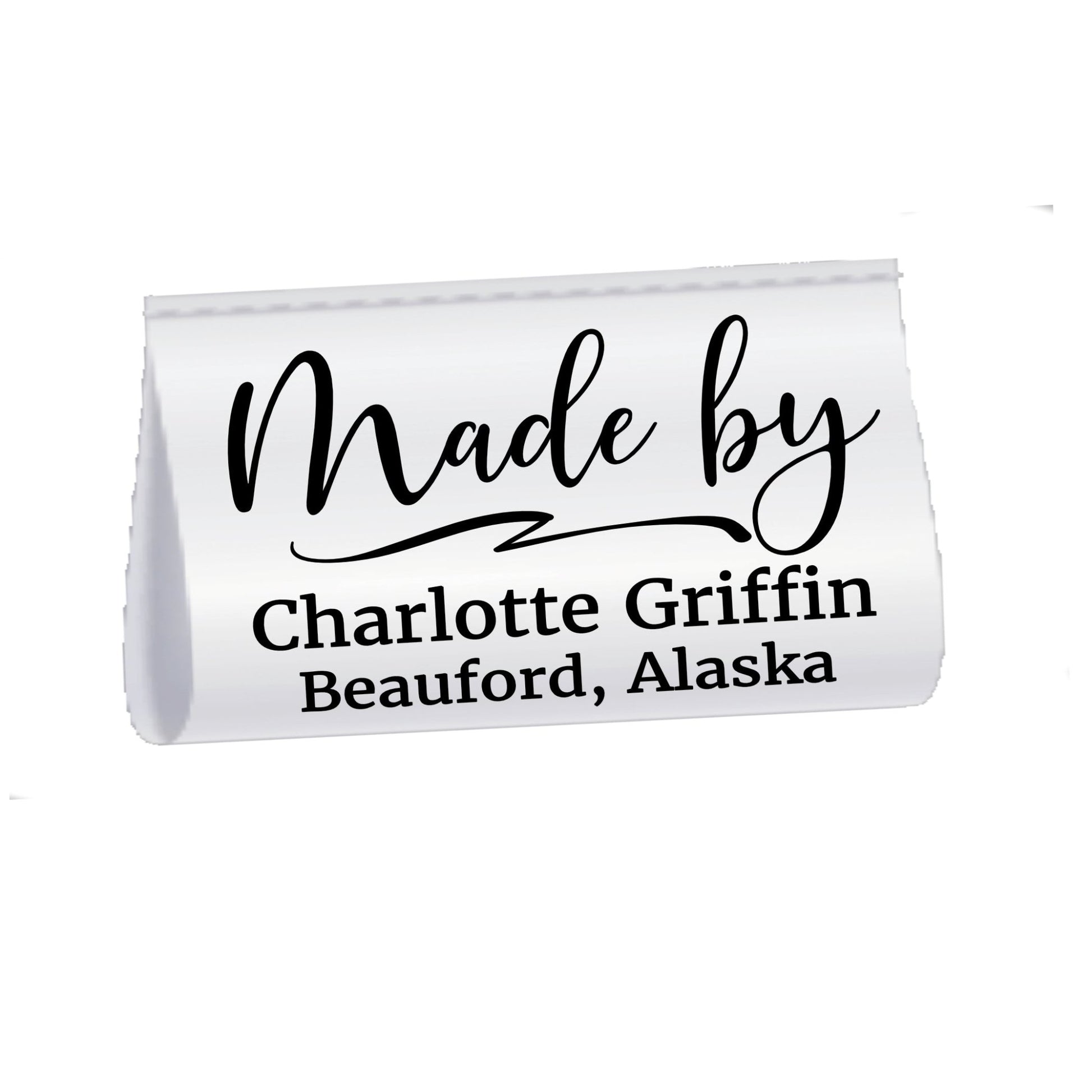 Personalized Satin Quilt Label – Made By Custom Name & Location Tag – Sew In Fabric Label (Fold Over) - Jammin Threads