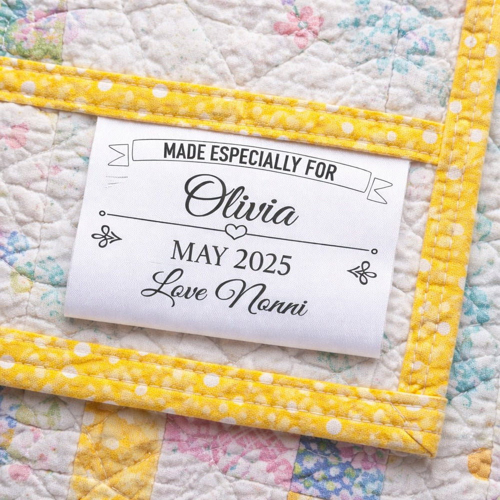 Personalized Satin Quilt Label – “Made Especially For” Custom Quilt Tag – Name, Date & Maker – Sew - In Fold Over Quilt Label - Jammin Threads