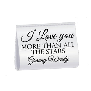 Personalized Satin Quilt Label Tag – “I Love You More Than All the Stars” – Custom Name – Sew - In Folded Tag (Set of 25) - Jammin Threads