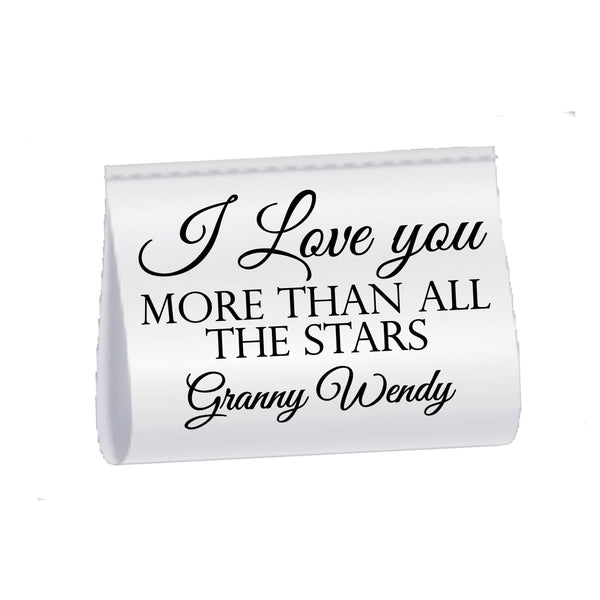 Personalized Satin Quilt Label Tag – “I Love You More Than All the Stars” – Custom Name – Sew - In Folded Tag (Set of 25) - Jammin Threads