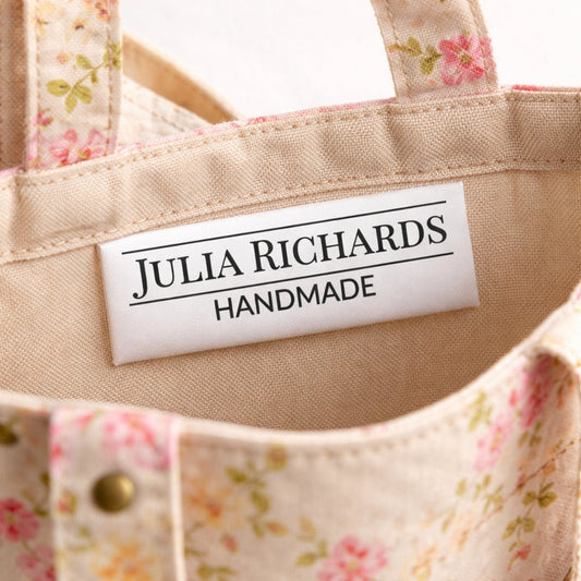 Personalized Satin Quilt Labels – Custom Name Handmade Tags – Professional Fold Over Sew In Labels (Set of 25) - Jammin Threads
