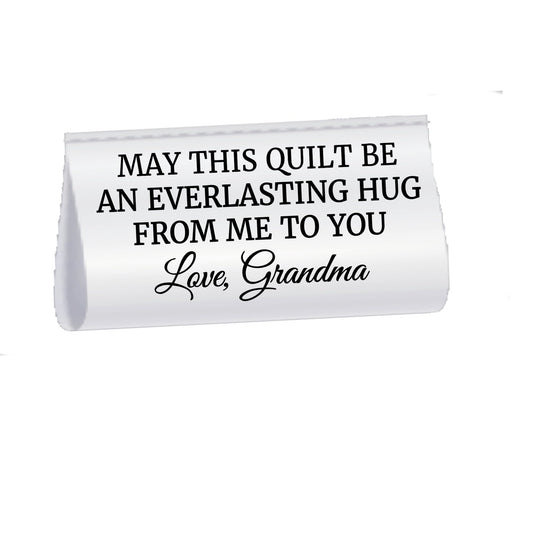 Personalized Satin Quilt Labels – “Everlasting Hug” Grandma Message – Custom Sewing Tags for Handmade Quilts – 2" or 3" – Set of 25 - Jammin Threads