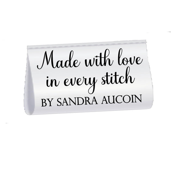 Personalized Satin Quilt Labels – Made with Love in Every Stitch – Custom Fold Over Quilt Tags (Set of 25) - Jammin Threads