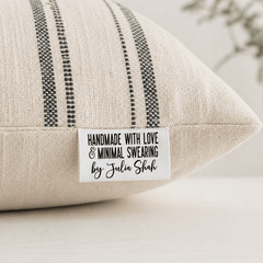 Personalized Satin Quilt Labels – “Made With Love & Minimal Swearing” Funny Sewing Labels | Custom Quilt Tags - Jammin Threads