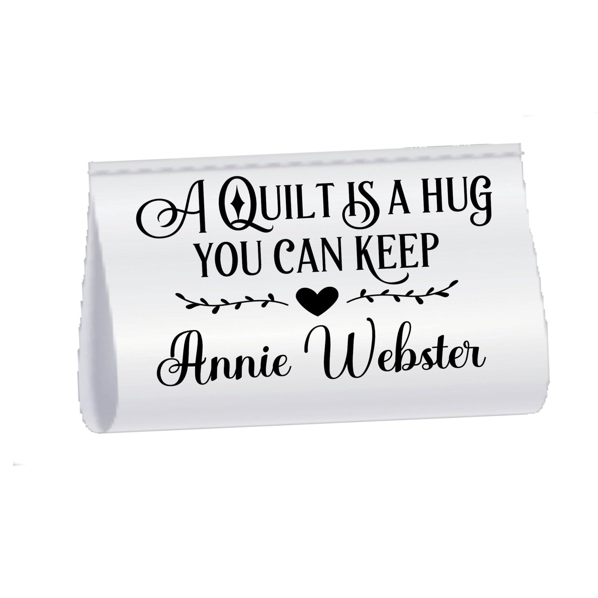 Personalized Satin Quilt Tag – “A Quilt Is a Hug You Can Keep” – Custom Maker Name – Sew - In Quilt Label – 2" x 1" Folded – Set of 25 - Jammin Threads
