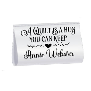 Personalized Satin Quilt Tag – “A Quilt Is a Hug You Can Keep” – Custom Maker Name – Sew - In Quilt Label – 2" x 1" Folded – Set of 25 - Jammin Threads
