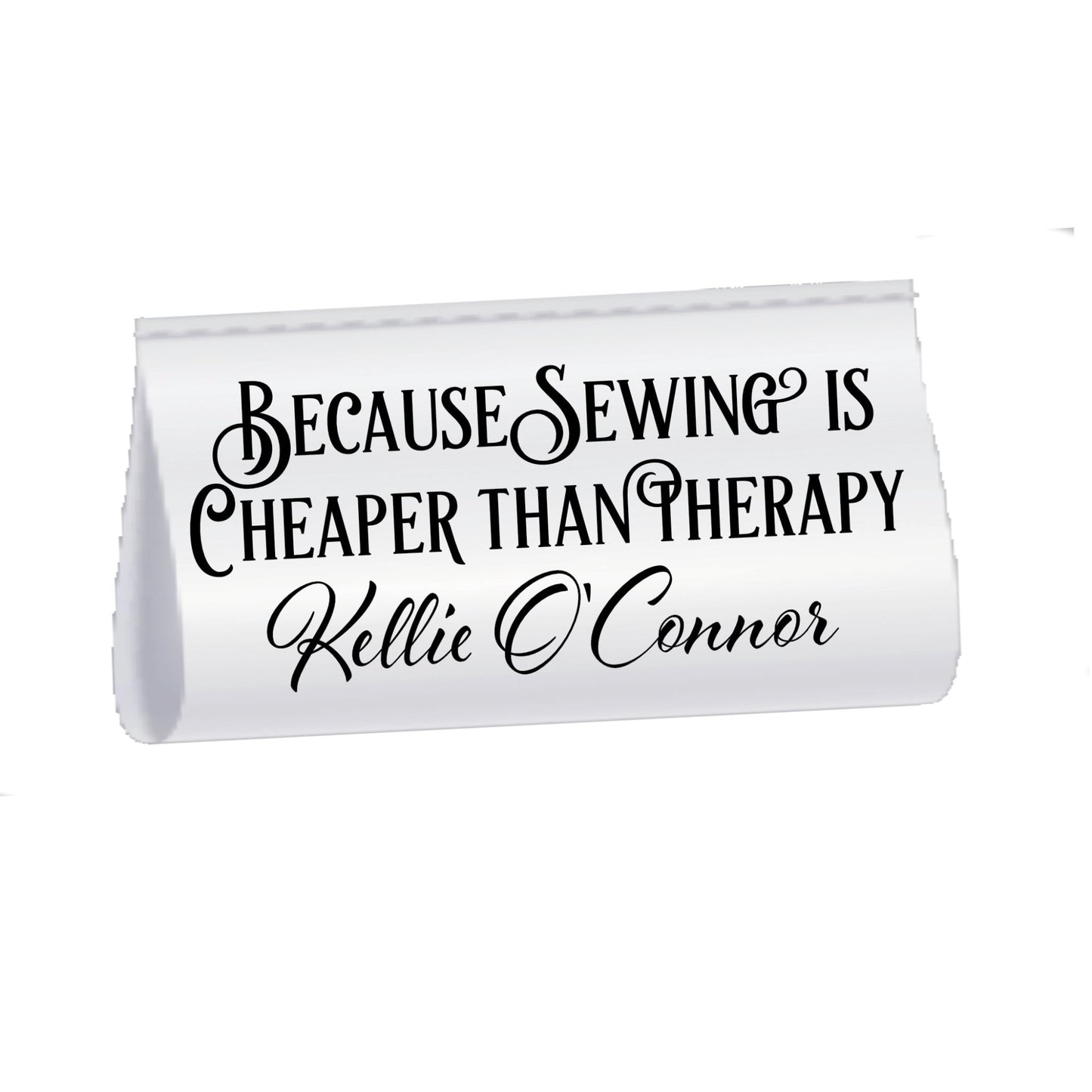 Personalized Satin Quilt Tag – “Because Sewing is Cheaper Than Therapy” (2x.1") - Jammin Threads