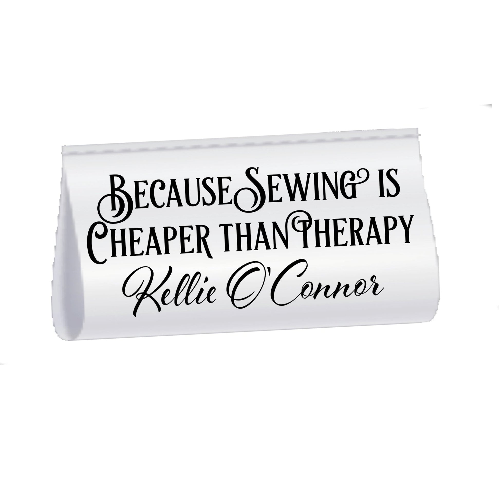 Personalized Satin Quilt Tag – “Because Sewing is Cheaper Than Therapy” (2x.1") - Jammin Threads