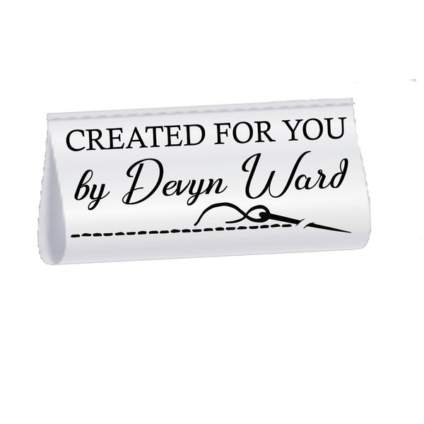 Personalized Satin Quilt Tag “Created For You” – Custom Sew - In Label with Name, Needle & Thread Design, Fold Over Quilt Label Set of 25 - Jammin Threads