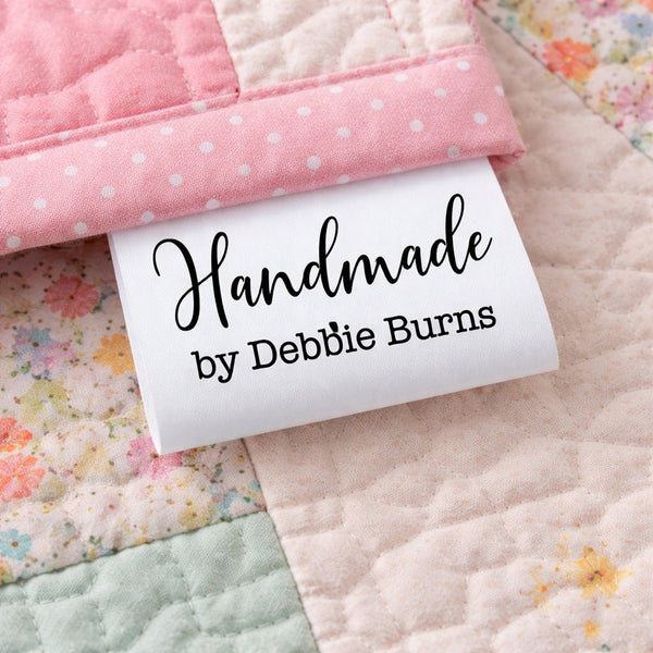 Personalized Satin Quilt Tag – Minimalist Handmade Label with Name, Custom Fold Over Sew - In Tag, 2x1 Quilt Label - Jammin Threads