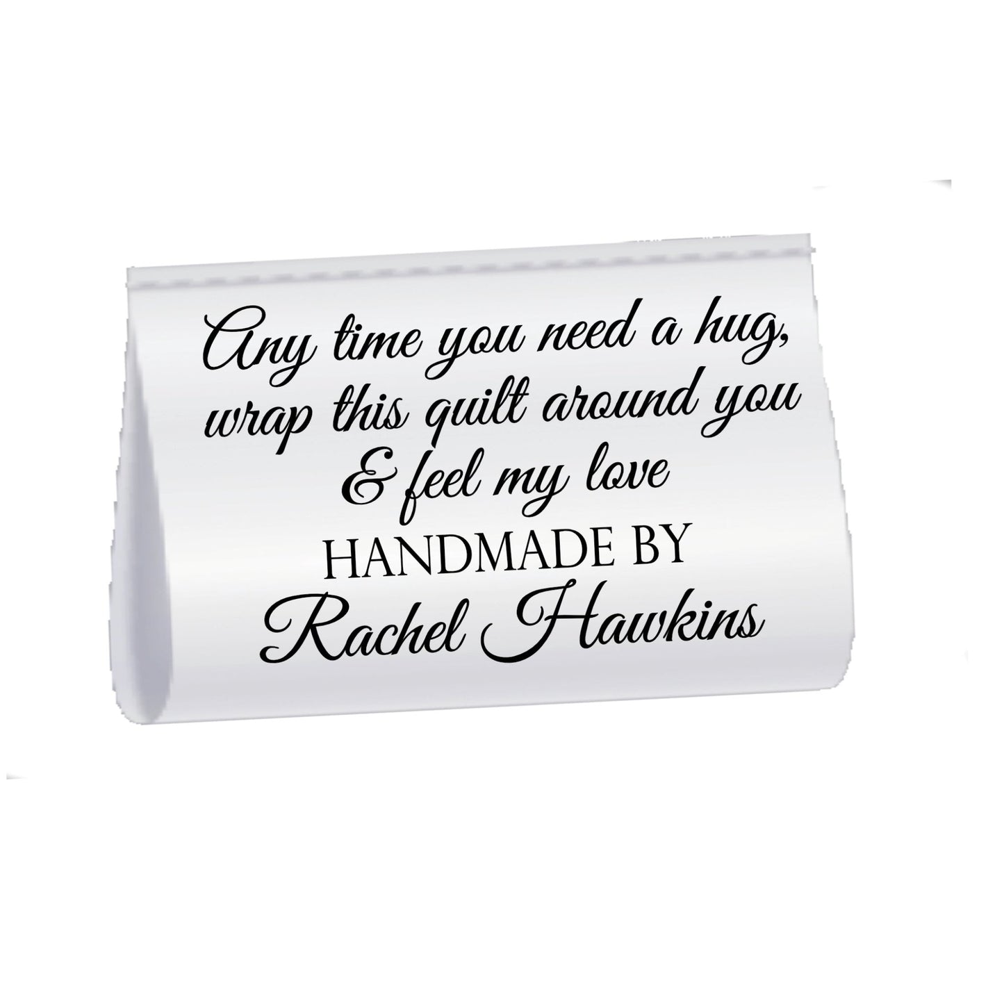 Personalized Satin Quilt Tags – “Feel My Love” Quilt Label – Custom Handmade By Name – Sew - In Quilt Tags – Set of 25 - Jammin Threads