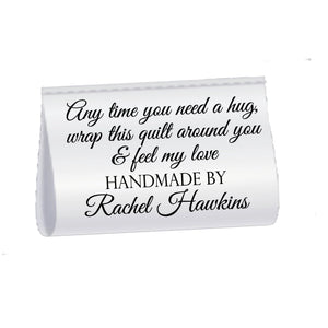 Personalized Satin Quilt Tags – “Feel My Love” Quilt Label – Custom Handmade By Name – Sew - In Quilt Tags – Set of 25 - Jammin Threads