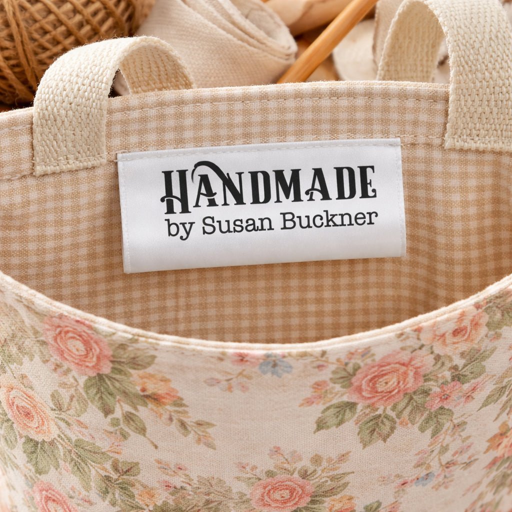 Personalized Satin Quilt Tags – Minimalist Handmade Label – Custom Maker Name Sew - In Tag – Set of 25 - Jammin Threads