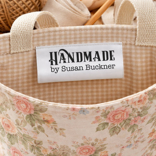 Personalized Satin Quilt Tags – Minimalist Handmade Label – Custom Maker Name Sew - In Tag – Set of 25 - Jammin Threads