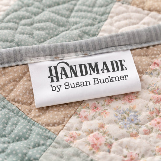 Personalized Satin Quilt Tags – Minimalist Handmade Label – Custom Maker Name Sew - In Tag – Set of 25 - Jammin Threads