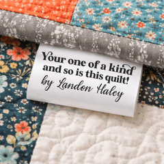 Personalized Satin Quilt Tags – “Your One of a Kind & So Is This Quilt” | Custom Maker Name | Set of 25 - Jammin Threads
