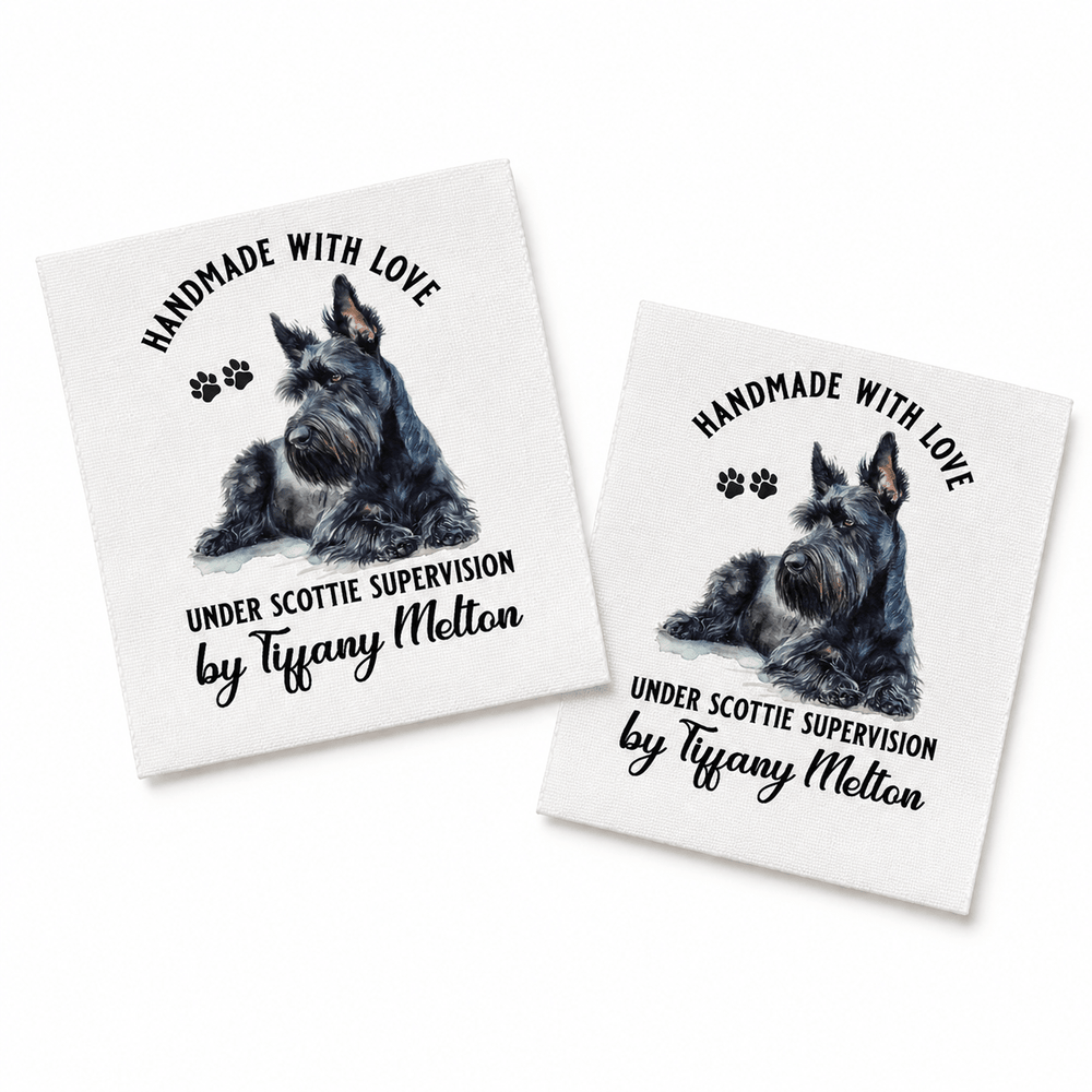Personalized Scottie Dog Quilt Label – Handmade with Love Under Scottie Supervision - Jammin Threads