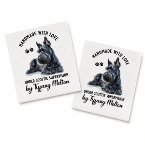 Personalized Scottie Dog Quilt Label – Handmade with Love Under Scottie Supervision - Jammin Threads