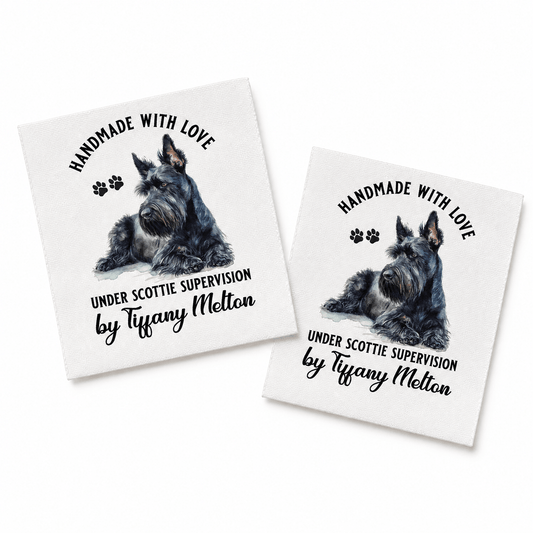 Personalized Scottie Dog Quilt Label – Handmade with Love Under Scottie Supervision - Jammin Threads