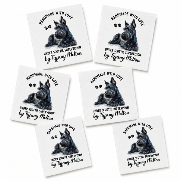 Personalized Scottie Dog Quilt Label – Handmade with Love Under Scottie Supervision - Jammin Threads