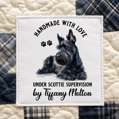 Personalized Scottie Dog Quilt Label – Handmade with Love Under Scottie Supervision - Jammin Threads