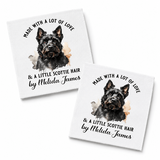 Personalized Scottie Dog Quilt Label – Made with Love and a Little Scottie Hair - Jammin Threads
