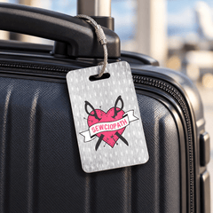 Personalized “Sewciopath” Luggage Tag | Custom Sewing Aluminum Travel Bag Tag with Cable Loop - Jammin Threads
