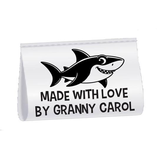 Personalized Shark Satin Quilt Labels – “Made With Love” Custom Sewing Tags for Quilts, Blankets & Handmade Gifts - Jammin Threads