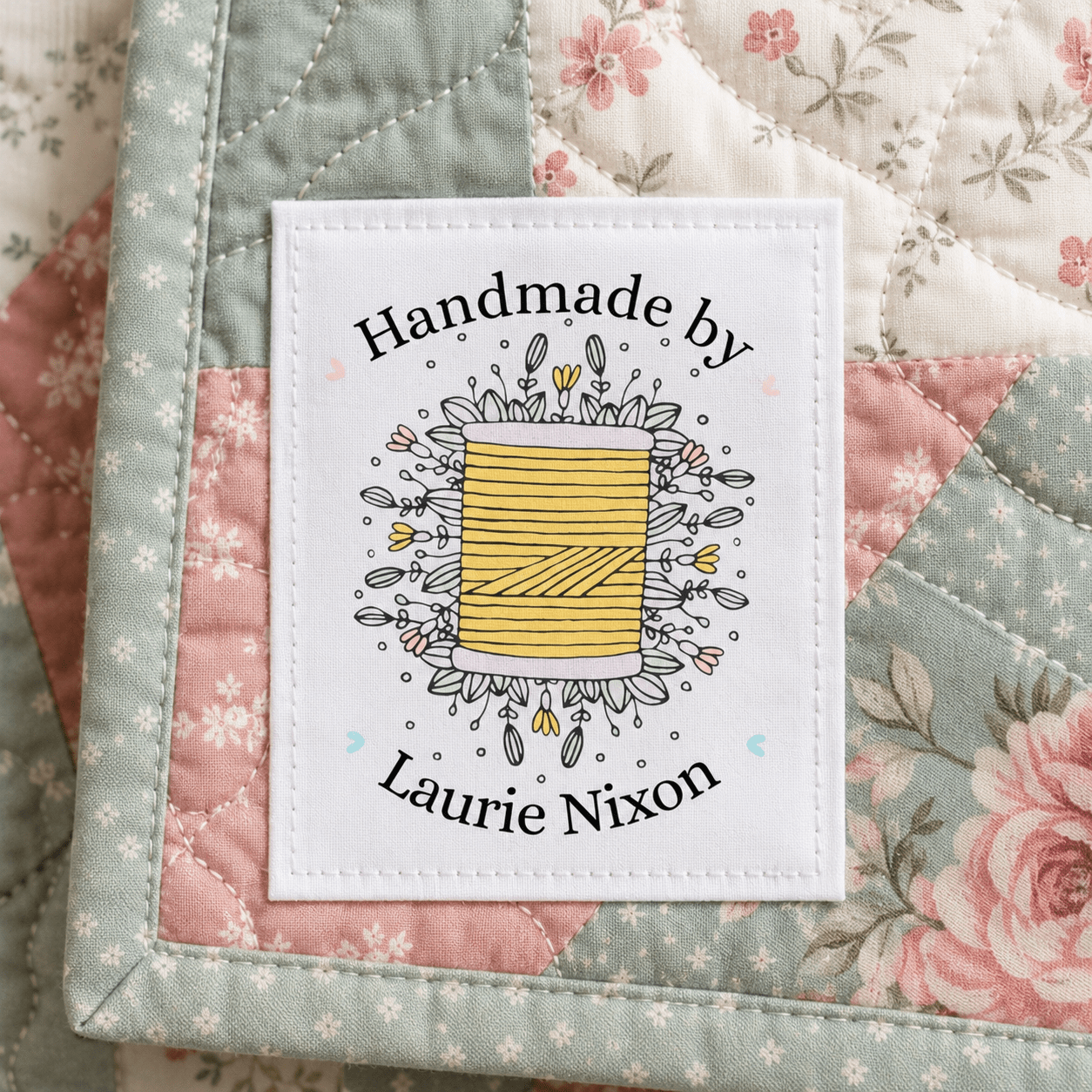 Personalized Spool of Thread Quilt Labels - Jammin Threads